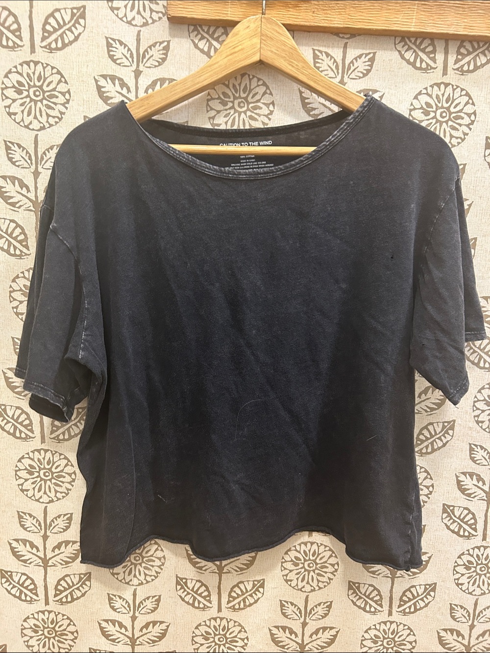 Caution To The Wind Black Short-Sleeve Boxy Tee